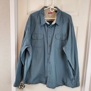 Men's Wrangler Light Blue/Grey Button Up Shirt